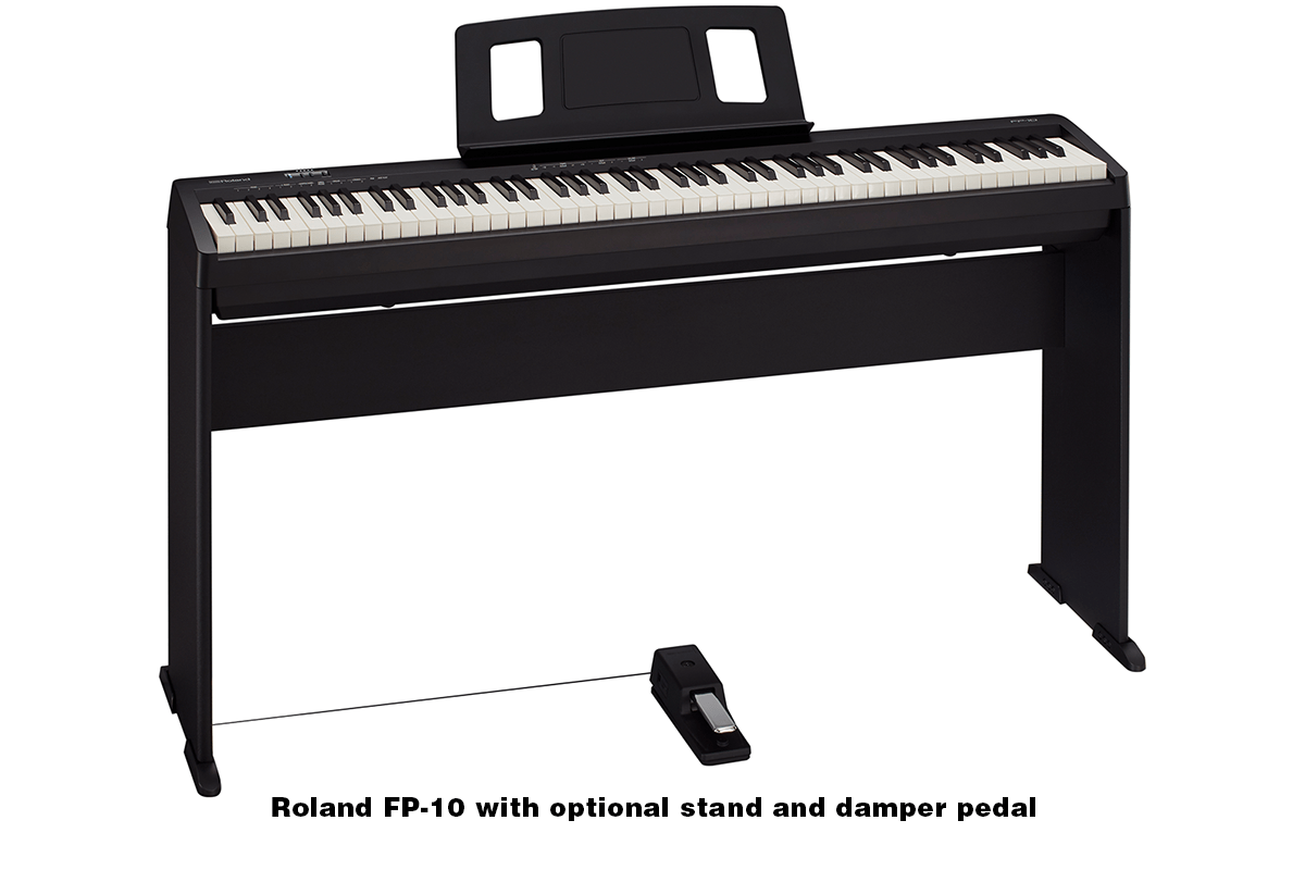 Roland FP-10 with optional stand and damper pedal