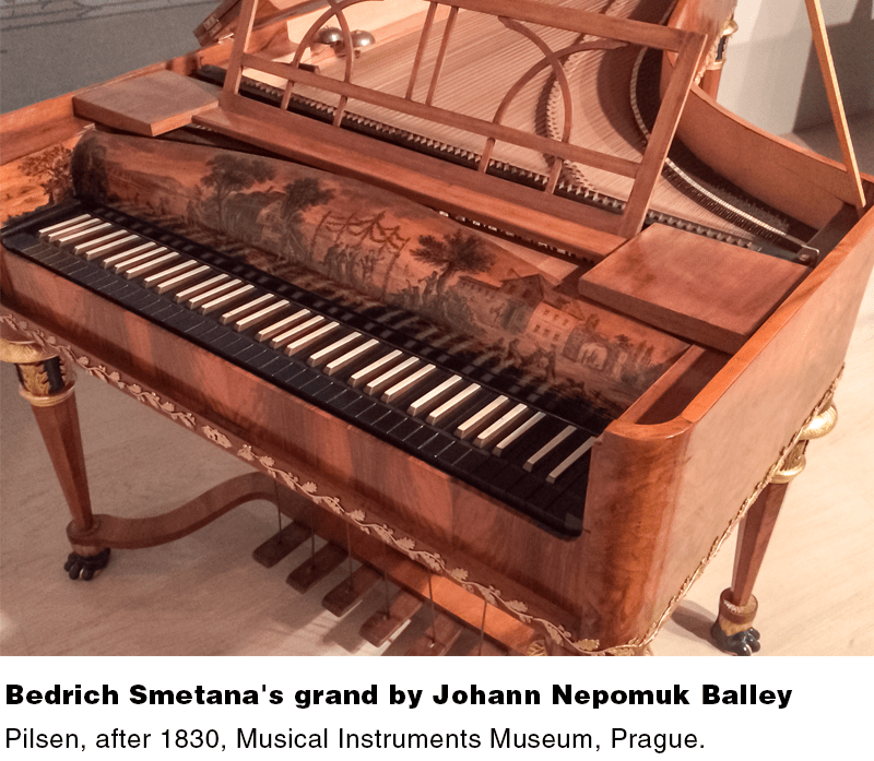 Bedrich Smetana's grand by Johann Nepomuk Balley, Pilsen, after 1830, Musical Instruments Museum, Prague.