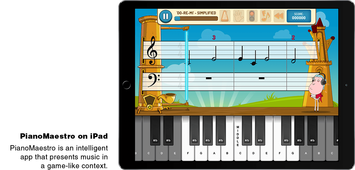PianoMaestro on iPad. PianoMaestro is an intelligent app that presents music in a game-like context.