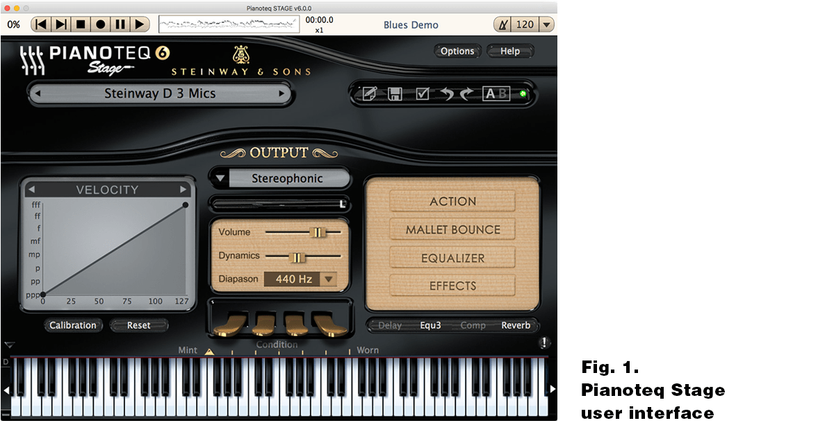 Fig. 1. Pianoteq Stage user interface.