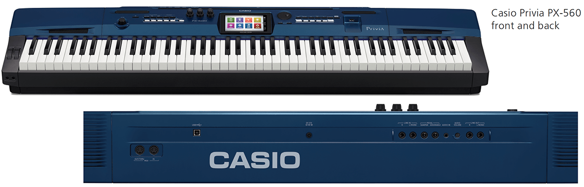 Casio Privia PX-560 front and back.