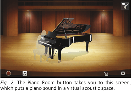 Fig. 2. The Piano Room button takes you to this screen, which puts a piano sound in a virtual acoustic space.