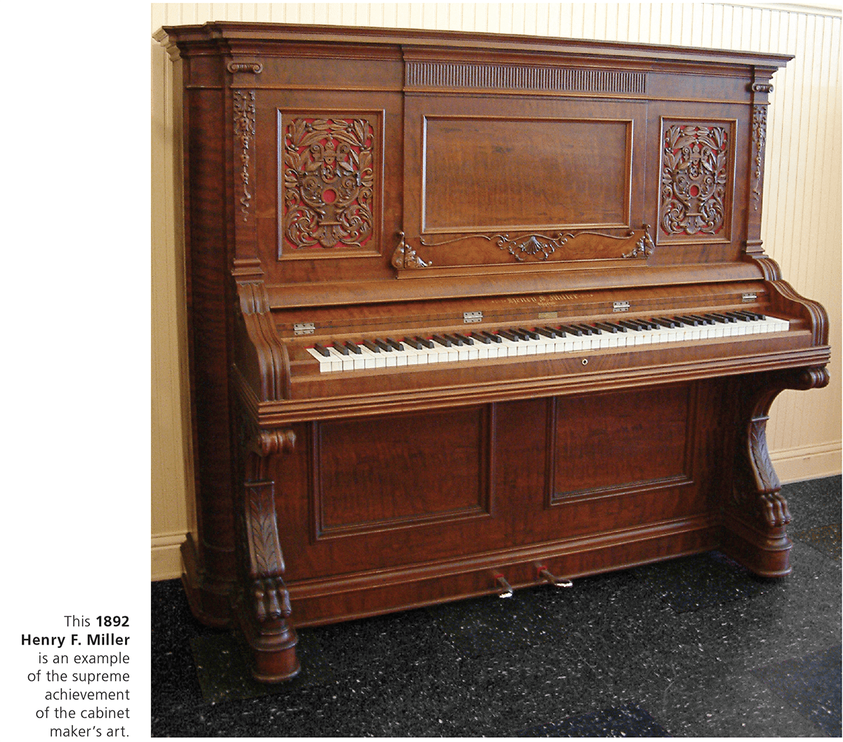 This 1892 Henry F. Miller is an example of the supreme achievement of the cabinet maker’s art.